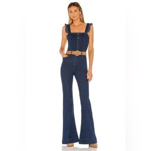 Show Me Your MuMu Rhea Ruffle Denim Jumpsuit